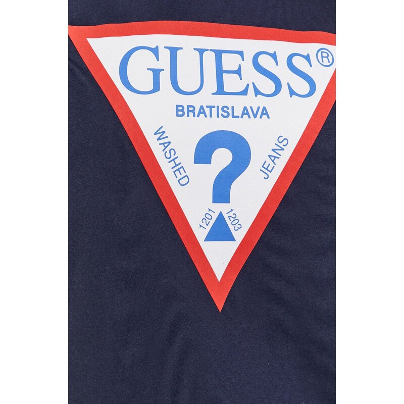 Majica kratkih rukava Guess za žene, boja: tamno plava