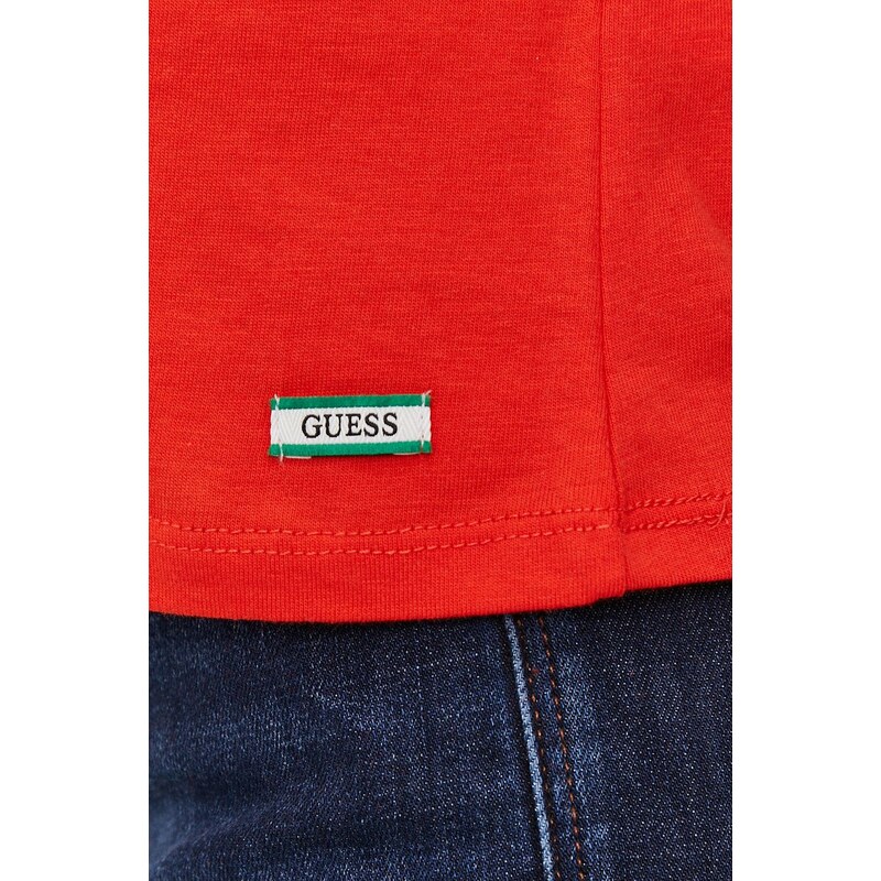 Majica kratkih rukava Guess za žene, boja: crvena