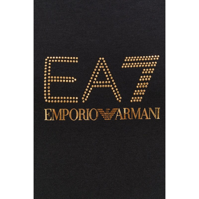 Dukserica EA7 Emporio Armani za žene, boja: crna, s aplikacijom