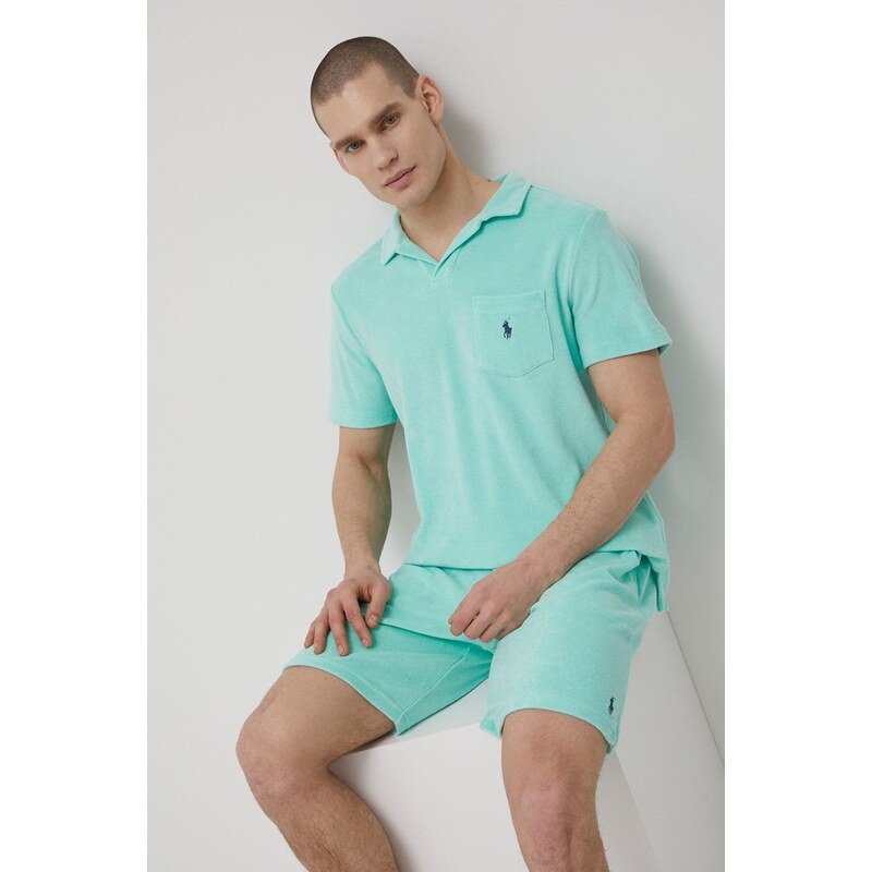 Kratki doljnji dio pidžame Polo Ralph Lauren za muškarce, boja: zelena, glatka