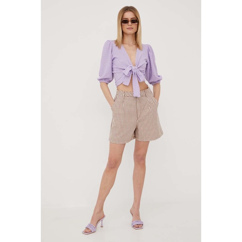 Kratke hlače Brixton za žene, boja: smeđa, s uzorkom, visoki struk