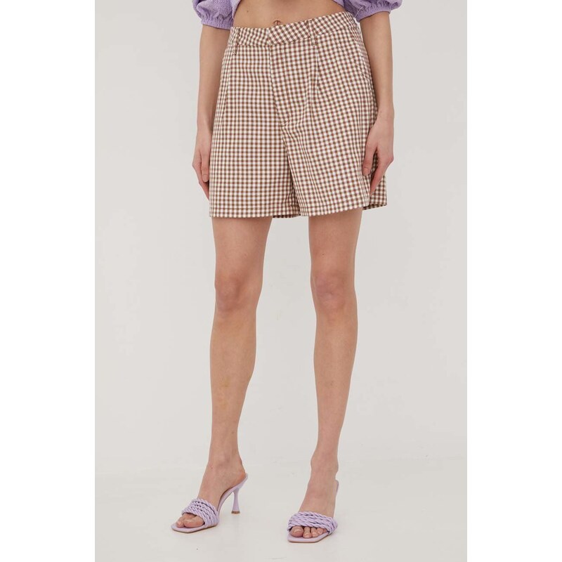 Kratke hlače Brixton za žene, boja: smeđa, s uzorkom, visoki struk