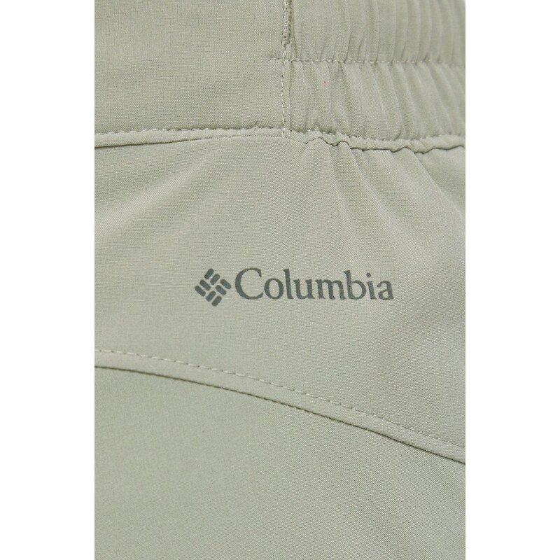 Kratke outdoor hlače Columbia Alpine Chill Zero za žene, boja: zelena, glatki materijal, srednje visoki struk