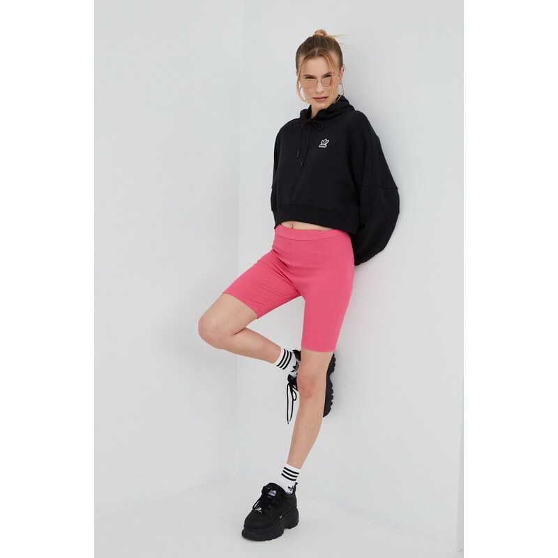 Dukserica adidas Originals za žene, boja: crna, s kapuljačom, s tiskom, HT5976-BLACK