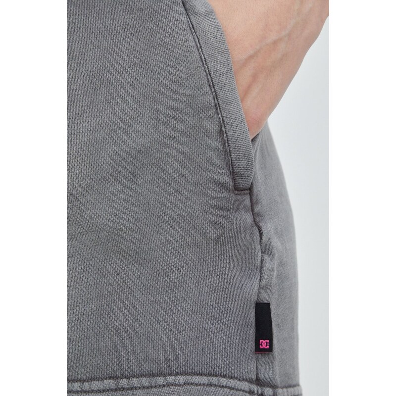 Pamučne kratke hlače DC za žene, boja: siva, glatki materijal, visoki struk