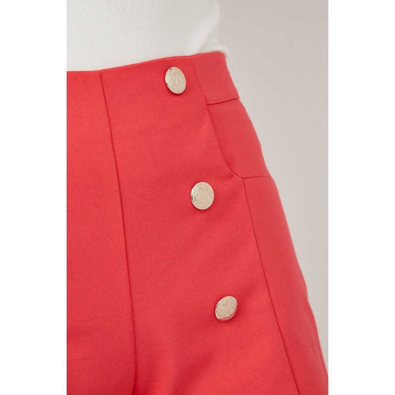 Pamučne kratke hlače Morgan za žene, boja: narančasta, glatki materijal, visoki struk
