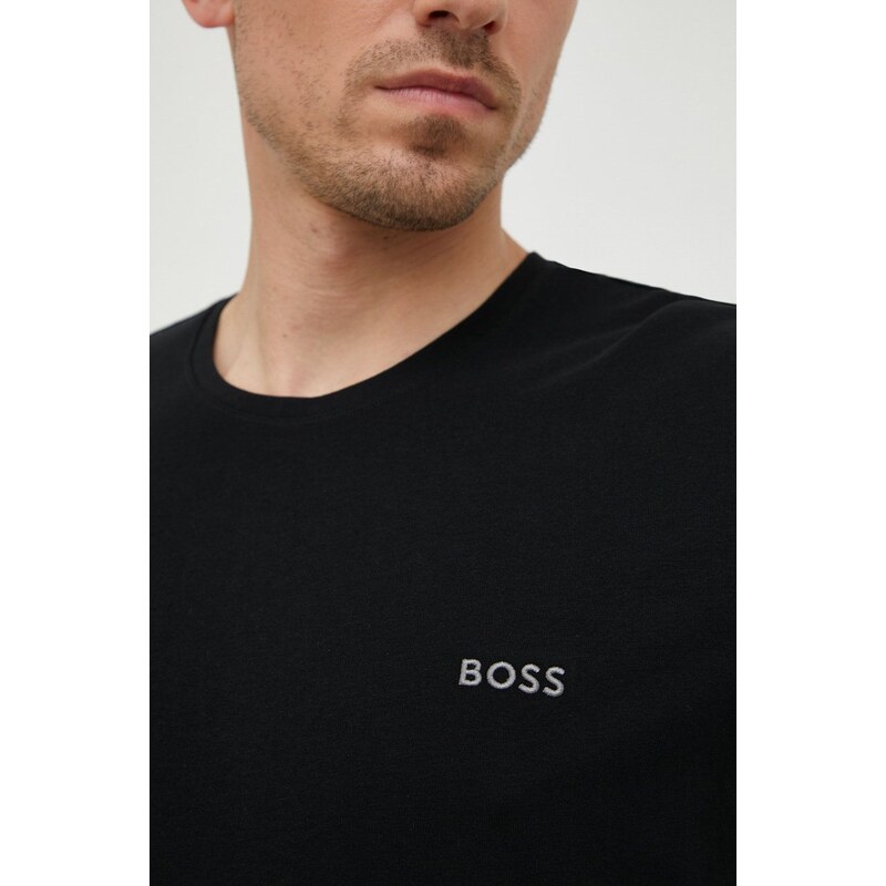 Gornji dio pidžame BOSS za muškarce, boja: crna, s aplikacijom