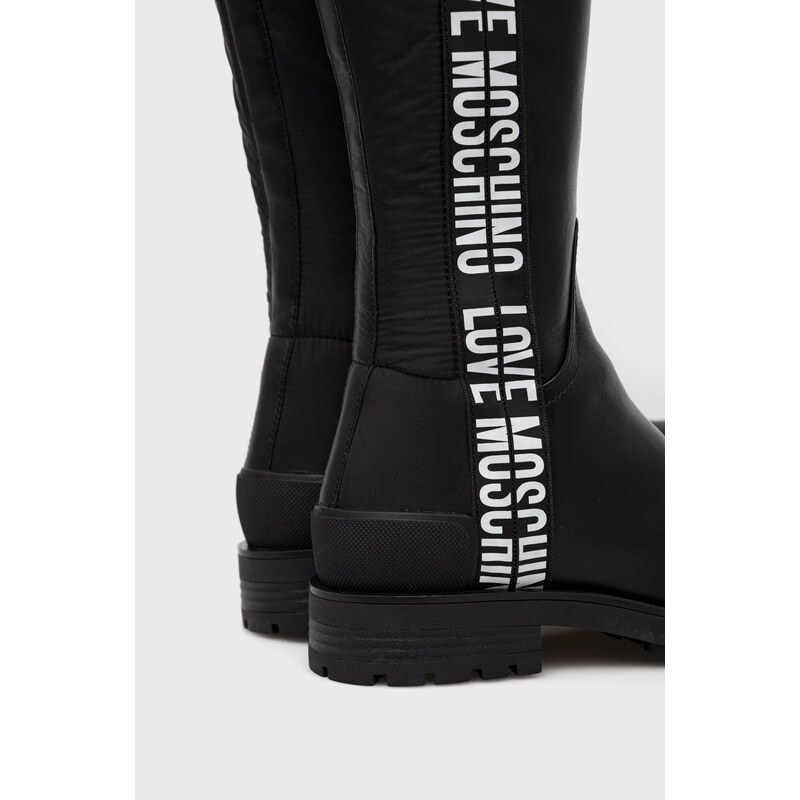 Čizme Love Moschino za žene, boja: crna, ravna potpetica