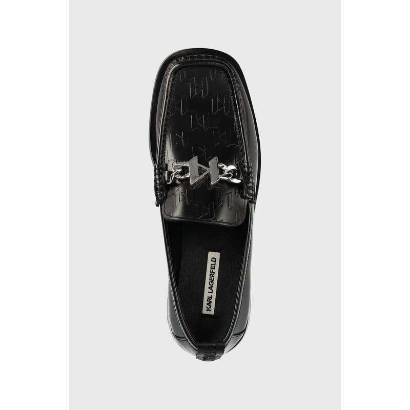 Kožne mokasinke Karl Lagerfeld MOKASSINO II za žene, boja: crna, ravna potpetica, KL41335