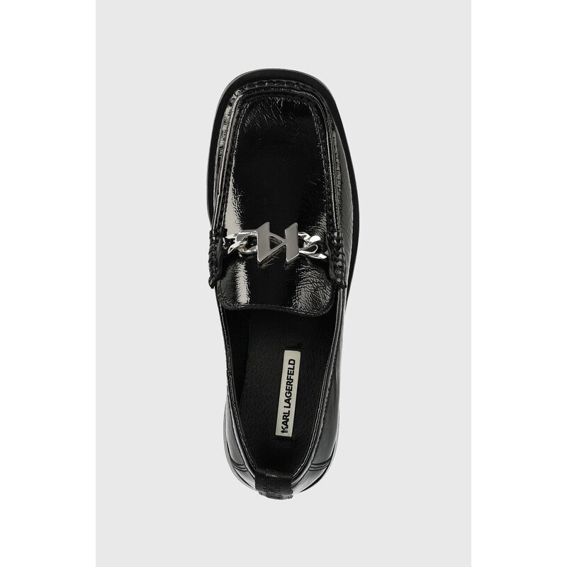 Kožne mokasinke Karl Lagerfeld MOKASSINO II za žene, boja: crna, ravna potpetica, KL41336