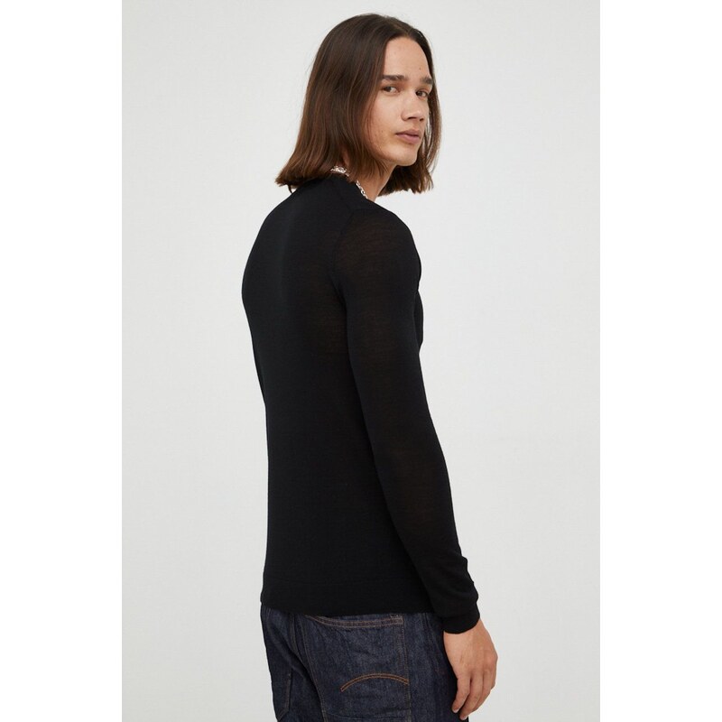 Vuneni pulover Bruuns Bazaar za muškarce, boja: crna, lagani