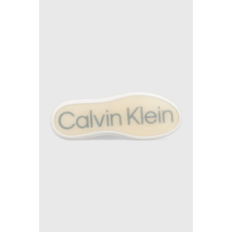 Kožne tenisice Calvin Klein Low Top Lace Up boja: bijela