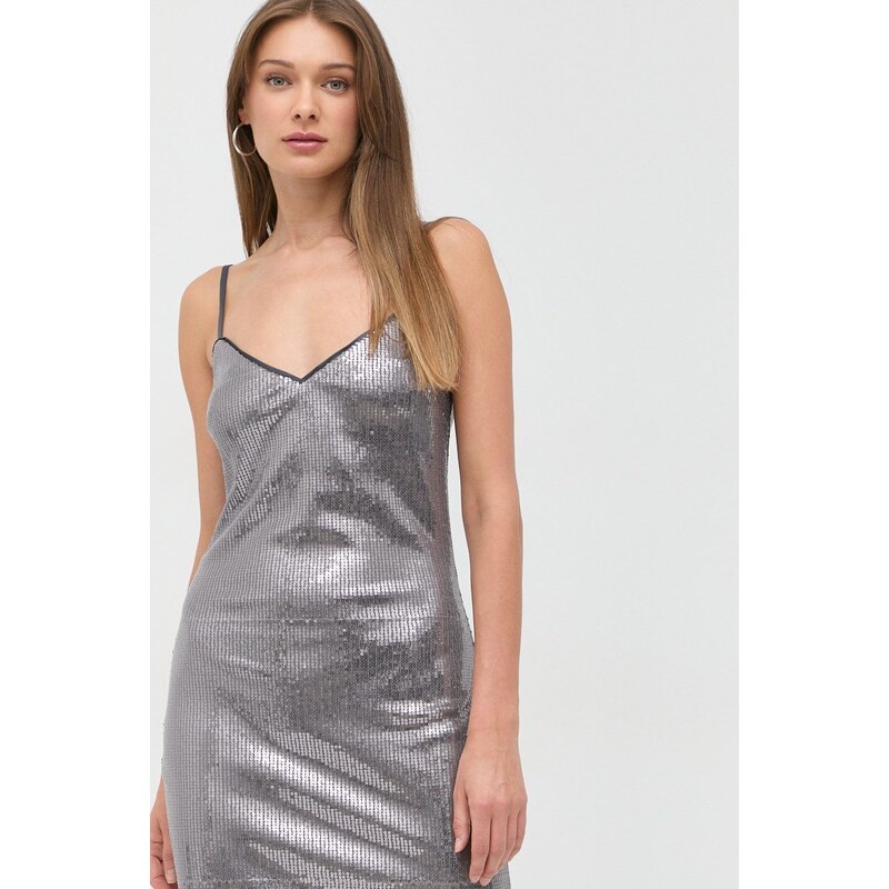Haljina Guess boja: srebrna, mini, ravna