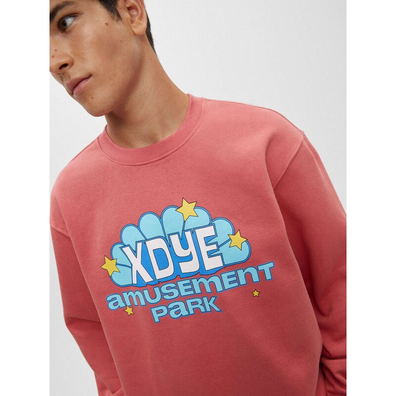 Pull&Bear Sweater majica miks boja / lubenica roza