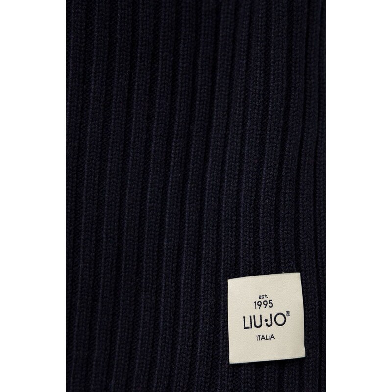 Kratki šal s primjesom vune Liu Jo boja: tamno plava, jednobojni model