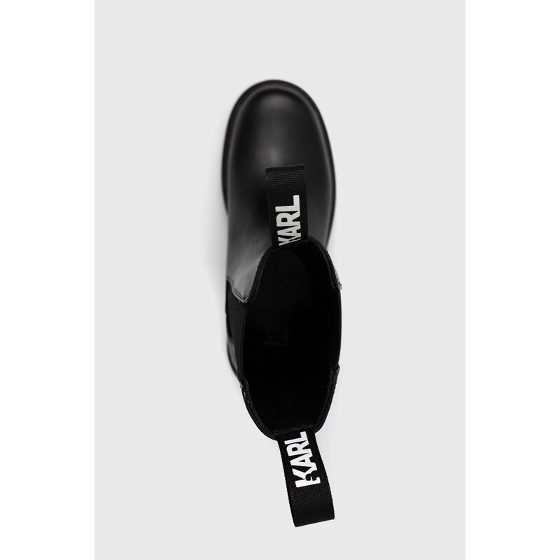 Kožne čizme Karl Lagerfeld BIKER II za žene, boja: crna