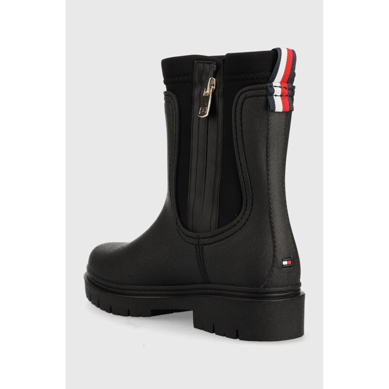 Gumene čizme Tommy Hilfiger Rain Boot Ankle za žene, boja: crna