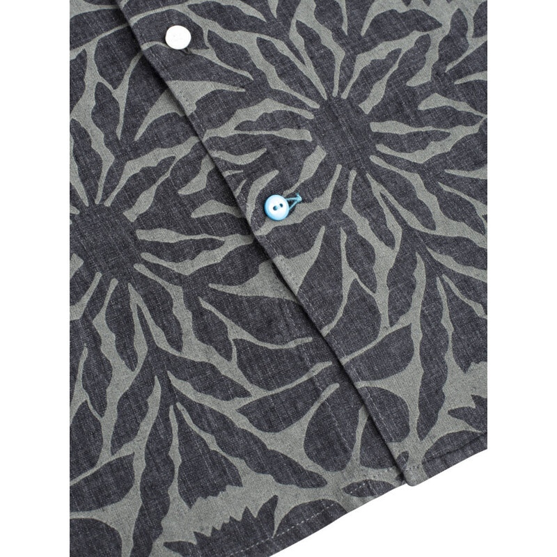 Panareha Men's Floral Linen Shirt ODESSA grey black