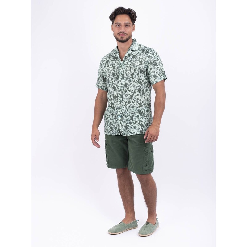 Panareha MAUI Linen Aloha Shirt green