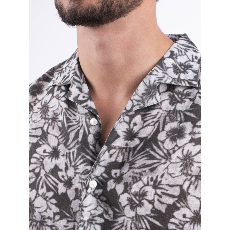 Panareha MAUI Linen Aloha Shirt black