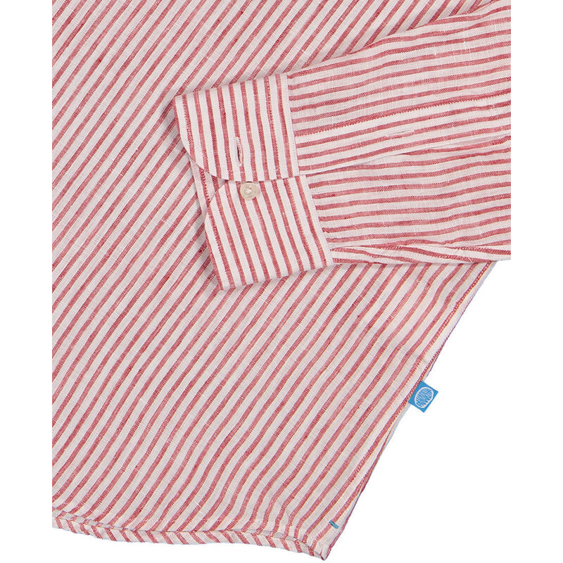 Panareha Men's Stripes Linen Popover Shirt SARDEGNA red