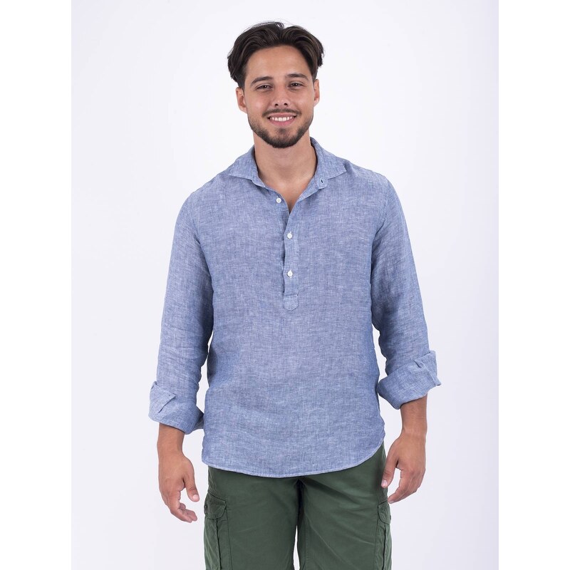 Panareha Men's Linen Popover Shirt BIARRITZ grey