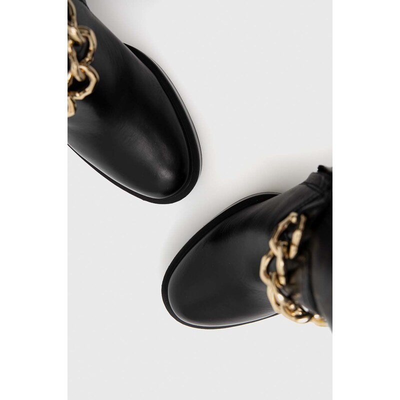 Čizme Love Moschino za žene, boja: crna, s debelom petom
