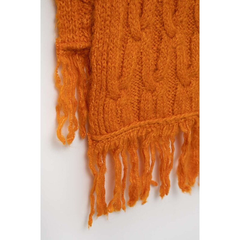 Kratki šal s primjesom vune United Colors of Benetton boja: narančasta, jednobojni model