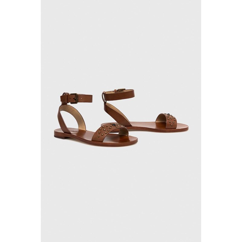 Kožne sandale Lauren Ralph Lauren 802891394001 za žene, boja: smeđa, 802891394001