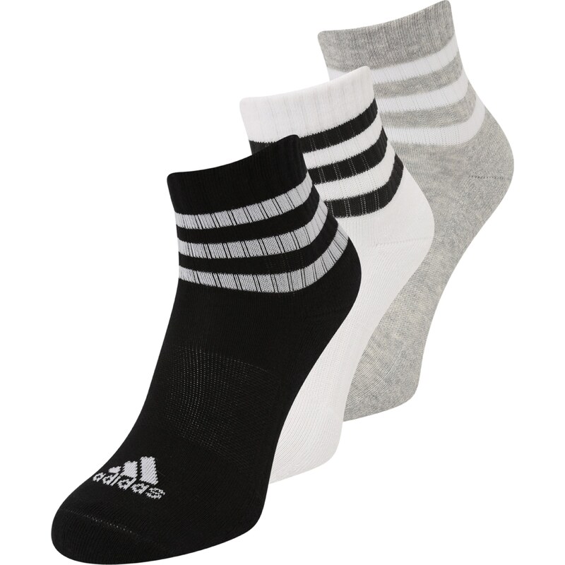 ADIDAS SPORTSWEAR Sportske čarape '3-stripes Cushioned Sportswear -cut 3 Pairs' siva / crna / bijela