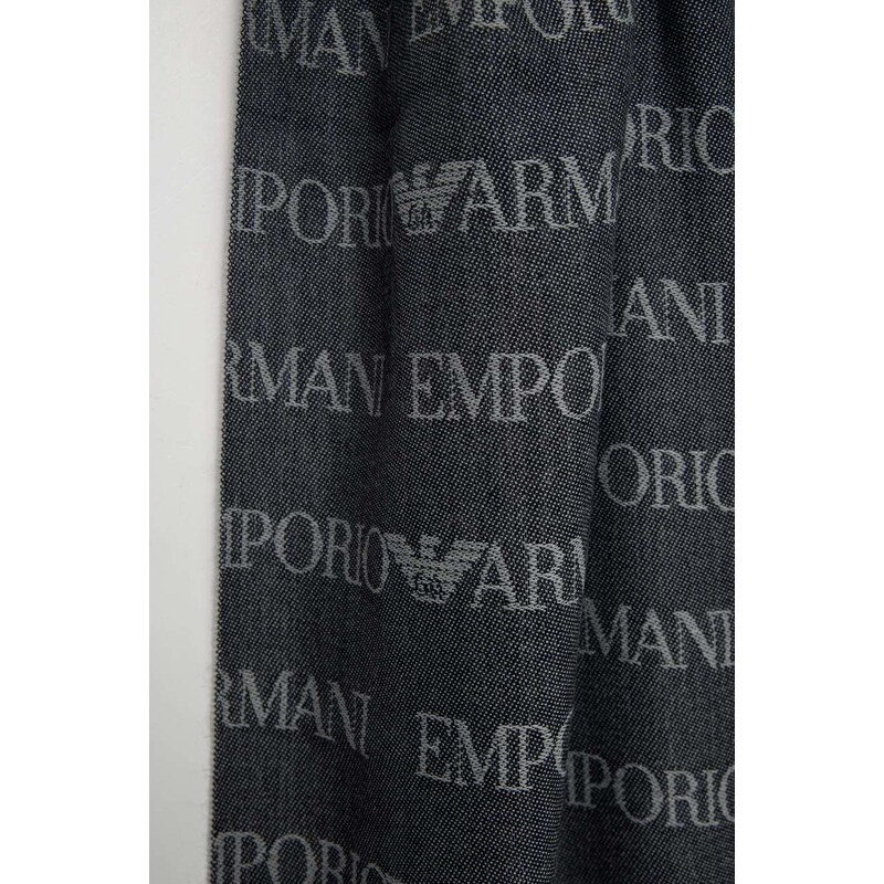 Dugi vuneni šal Emporio Armani boja: tamno plava, s uzorkom, 625060 CC786