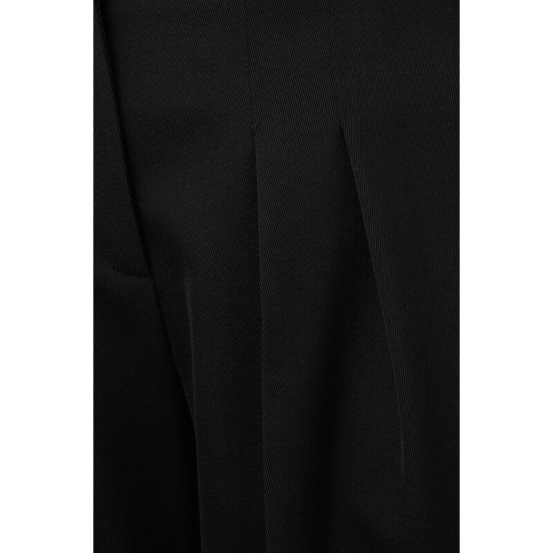 Hlače Calvin Klein za žene, boja: crna, široke, visoki struk
