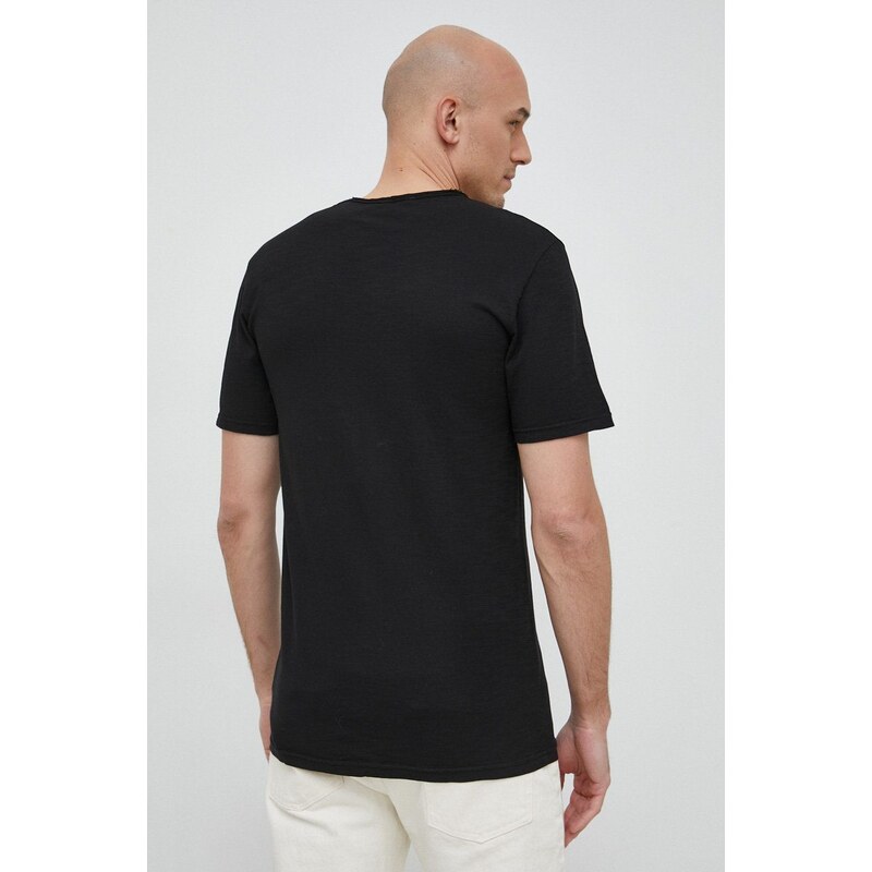 Pamučna majica United Colors of Benetton boja: crna, jednobojni model