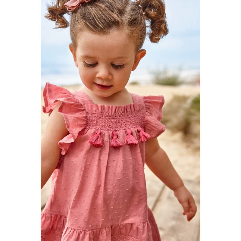 Pamučna haljina za bebe Mayoral boja: ružičasta, mini, ravna