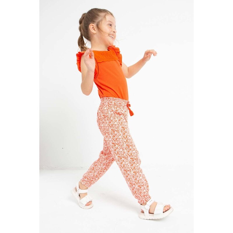 Dječje pamučne hlače Mayoral boja: narančasta, s uzorkom