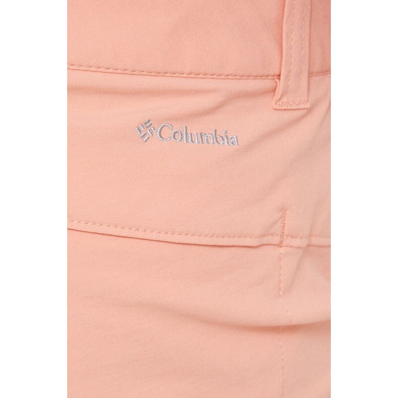 Kratke hlače Columbia Saturday Trail Za žene, boja: narančasta, glatki materijal, srednje visoki struk