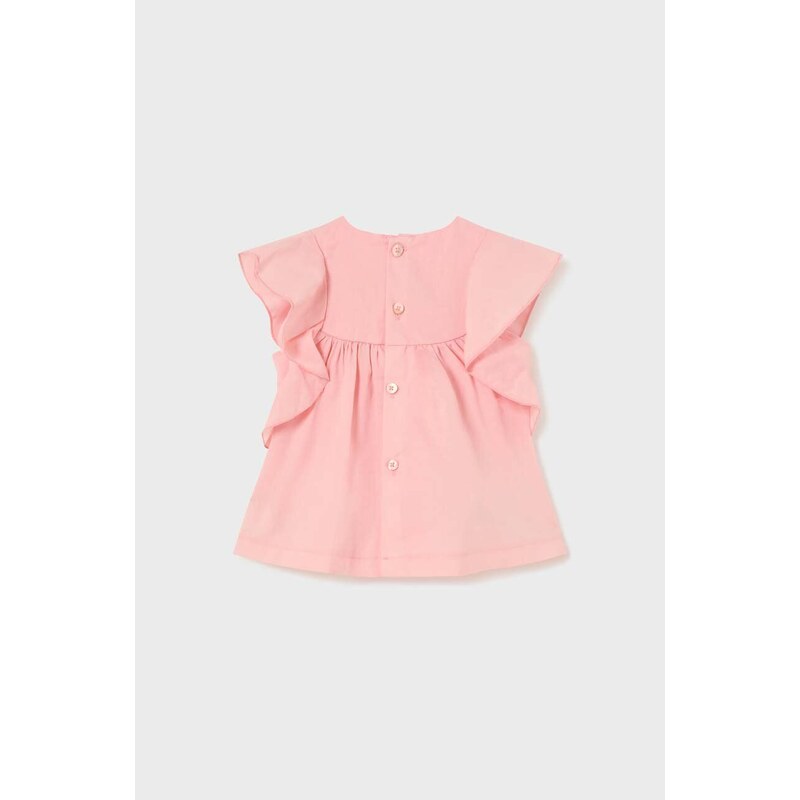 Pamučna bluza za bebe Mayoral boja: ružičasta, glatka