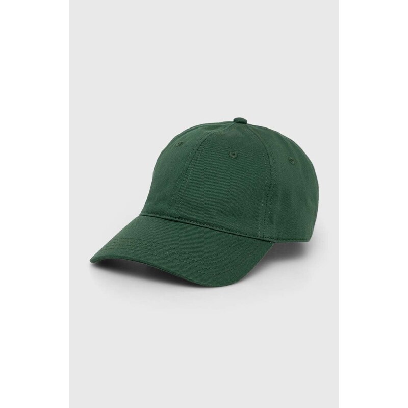 Pamučna kapa sa šiltom Lacoste boja: zelena, bez uzorka