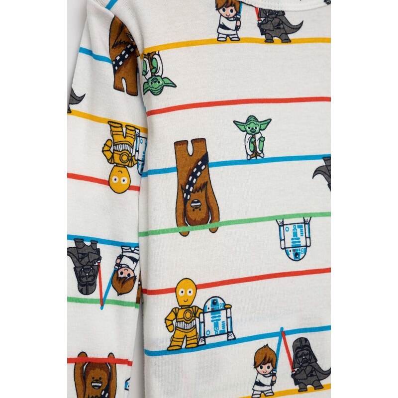 Dječja pamučna pidžama GAP x Star Wars boja: bijela, s uzorkom