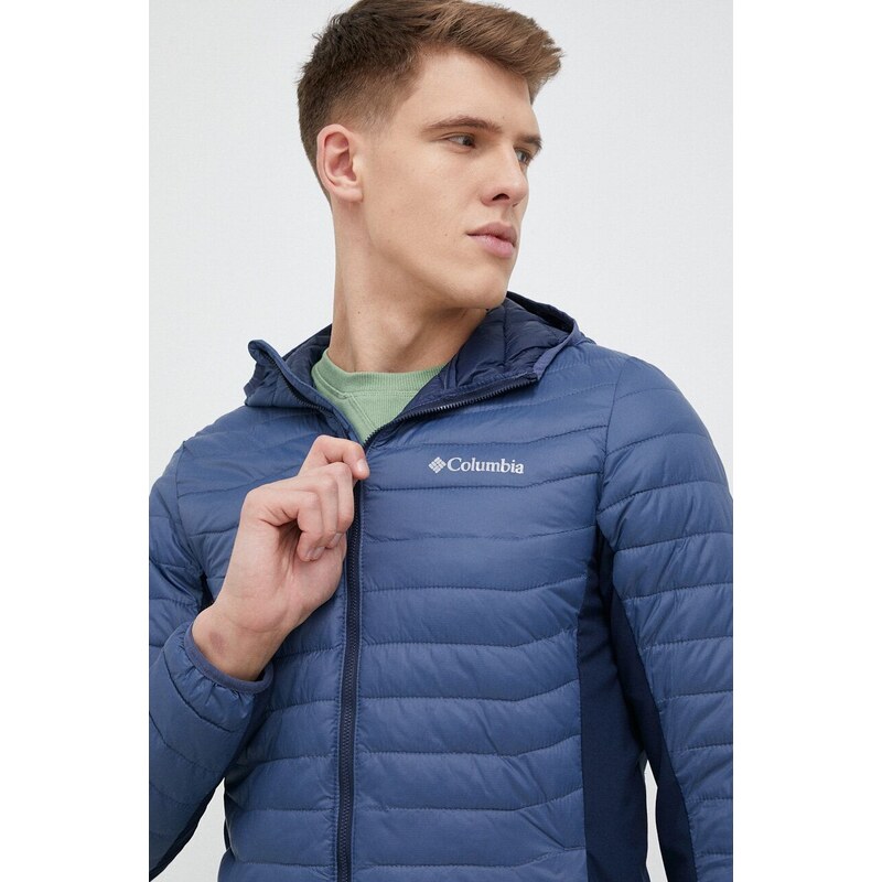 Sportska jakna Columbia Powder Pass boja: tamno plava, za prijelazno razdoblje, 1773271