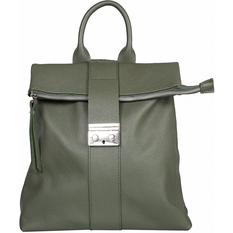Luksuzna Talijanska torba od prave kože VERA ITALY "Spirulina", boja tamno zeleno, 32x35cm