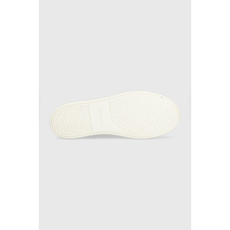 Kožne tenisice Calvin Klein LOW TOP LACE UP MONO HF boja: bijela, HM0HM01068