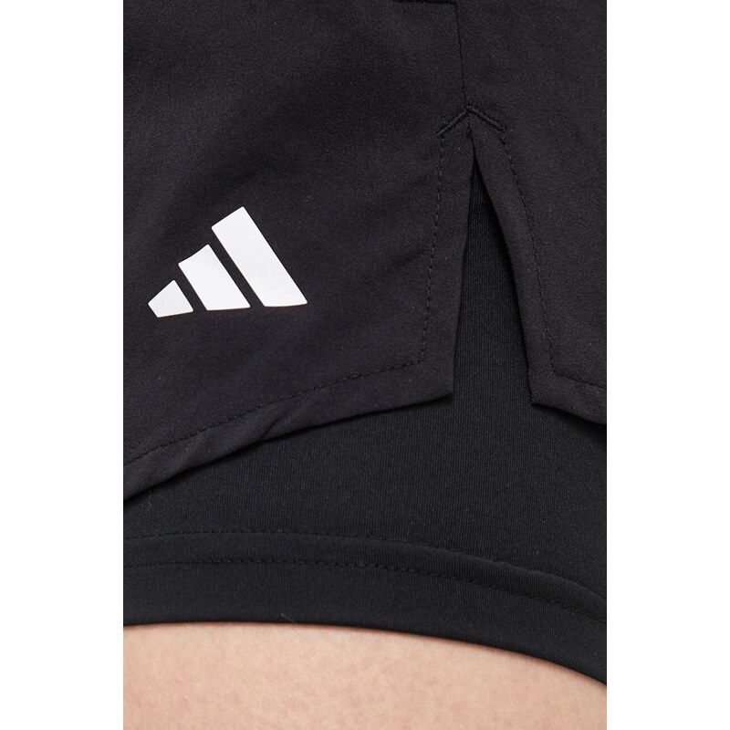 Kratke hlače za trening adidas Performance boja: crna, glatki materijal, visoki struk