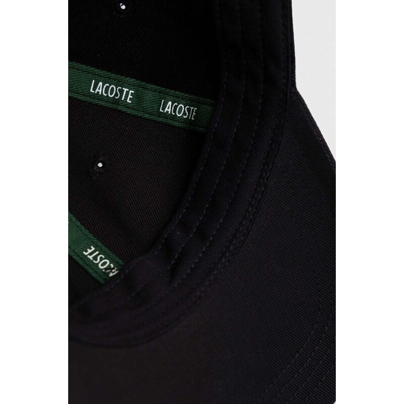 Pamučna kapa sa šiltom Lacoste boja: crna, s aplikacijom, RK0491-031