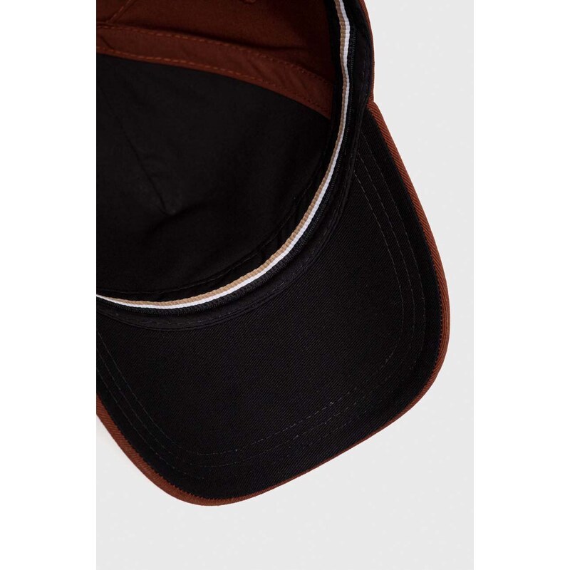 Pamučna kapa sa šiltom BOSS boja: smeđa, s aplikacijom