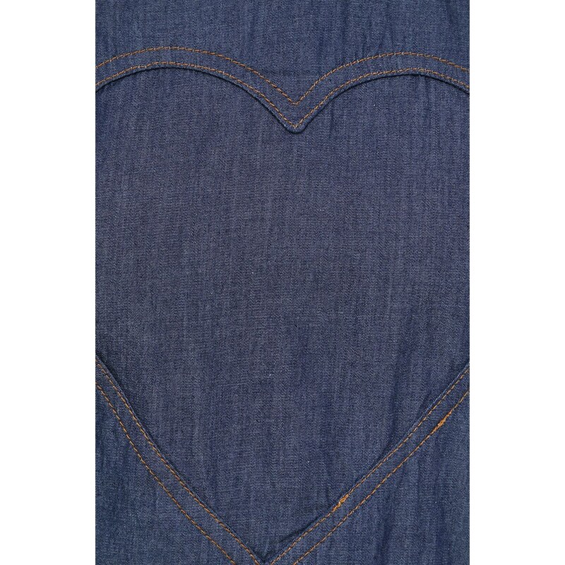 Pamučna majica Love Moschino boja: tamno plava