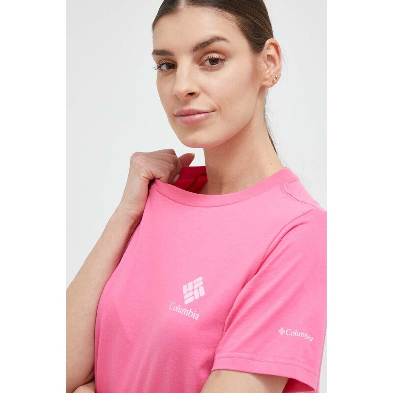 Pamučna majica Columbia boja: ružičasta