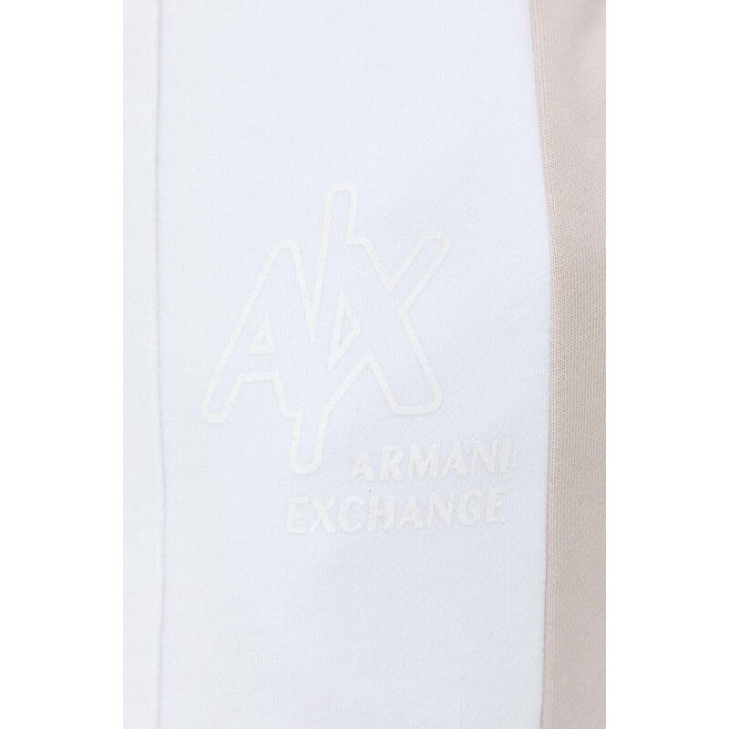 Pamučni donji dio trenirke Armani Exchange boja: bijela, s tiskom