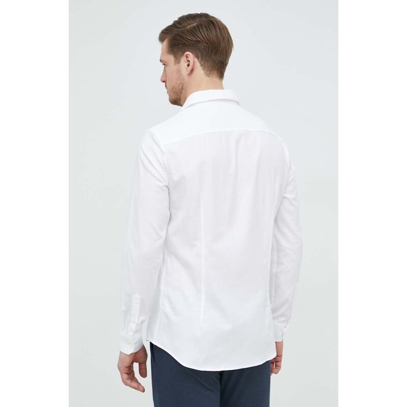 Pamučna košulja Emporio Armani za muškarce, boja: bijela, regular, s talijanskim ovratnikom