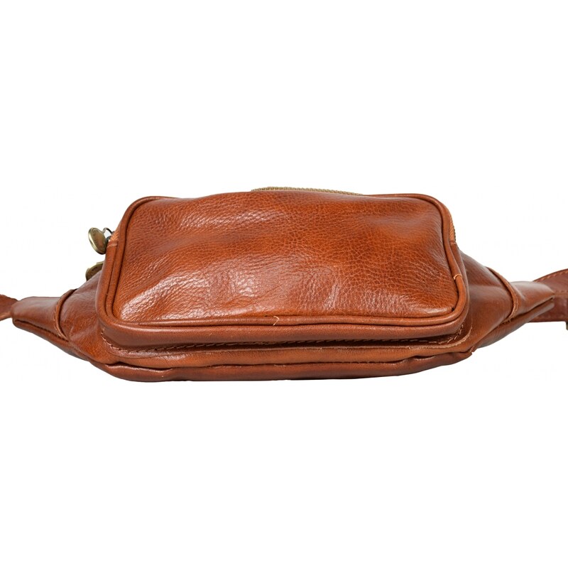 Luksuzna Talijanska torba od prave kože VERA ITALY "Alvaro", boja konjak, 13x30cm